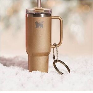 🆕 Stanley Water Bottle Gold Keychain Ornament
